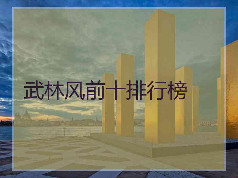 武林风前十排行榜