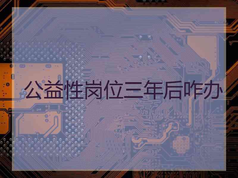 公益性岗位三年后咋办