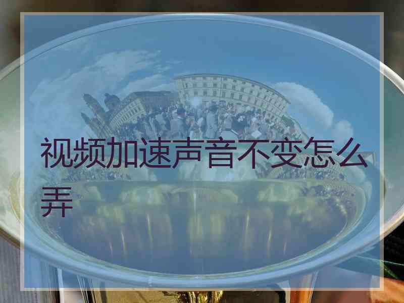 视频加速声音不变怎么弄