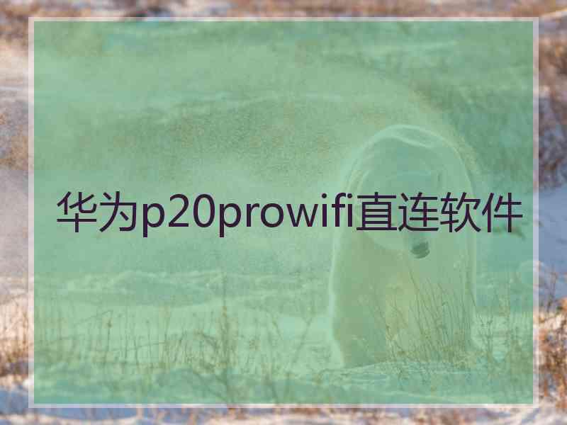 华为p20prowifi直连软件