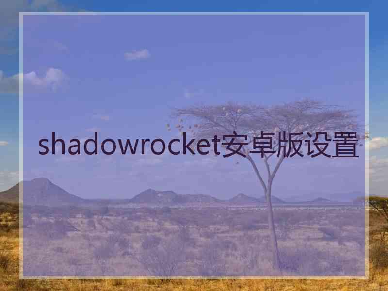 shadowrocket安卓版设置