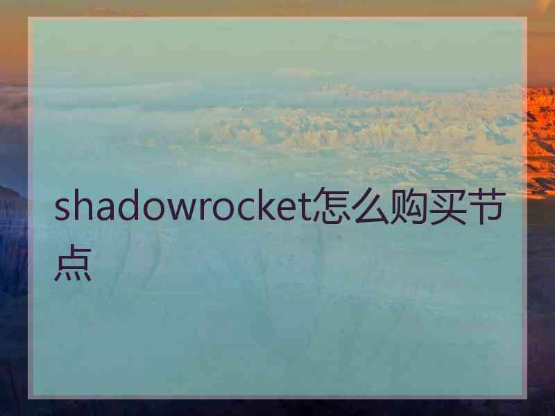 shadowrocket怎么购买节点
