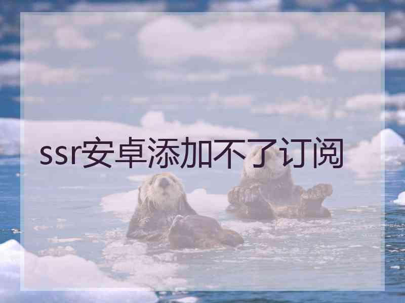 ssr安卓添加不了订阅