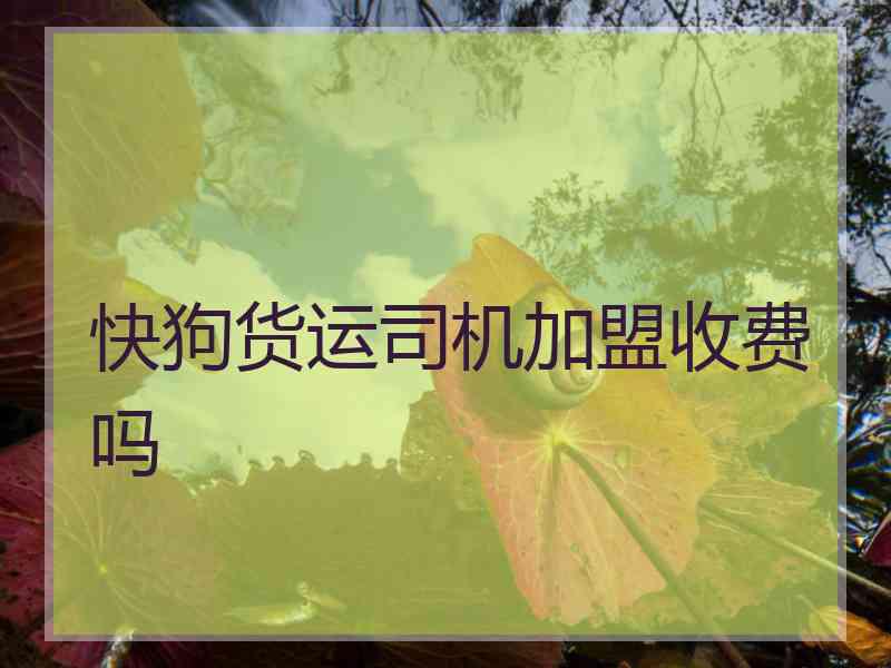 快狗货运司机加盟收费吗