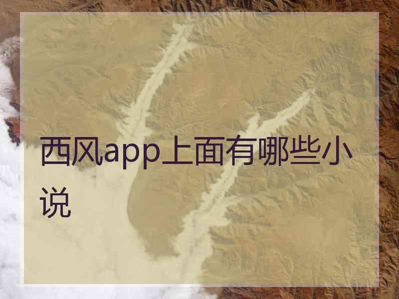 西风app上面有哪些小说