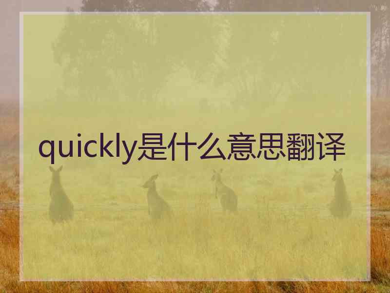 quickly是什么意思翻译