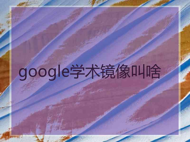 google学术镜像叫啥