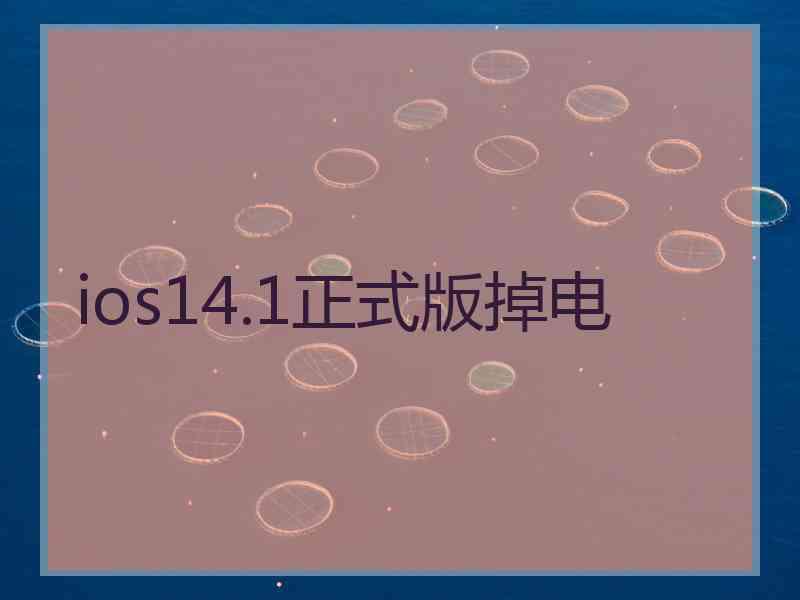 ios14.1正式版掉电