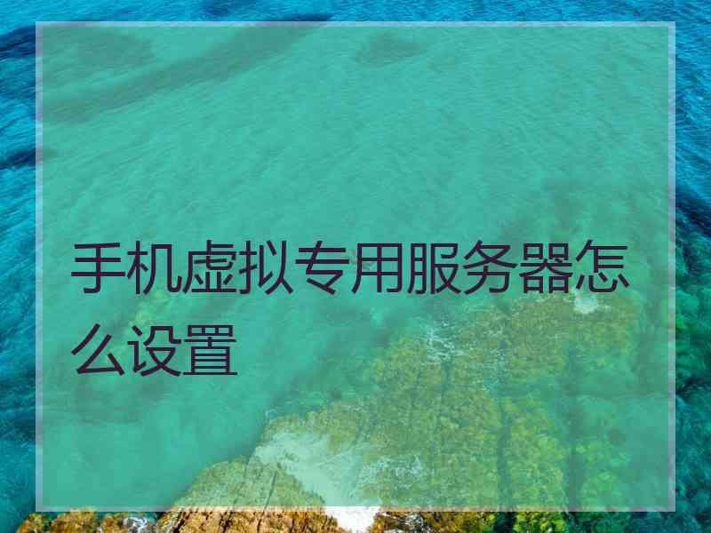 手机虚拟专用服务器怎么设置