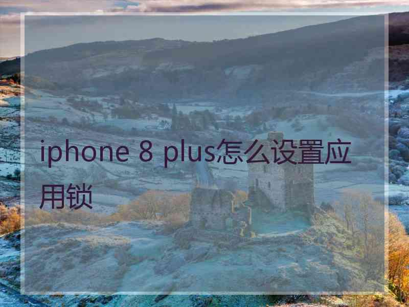 iphone 8 plus怎么设置应用锁