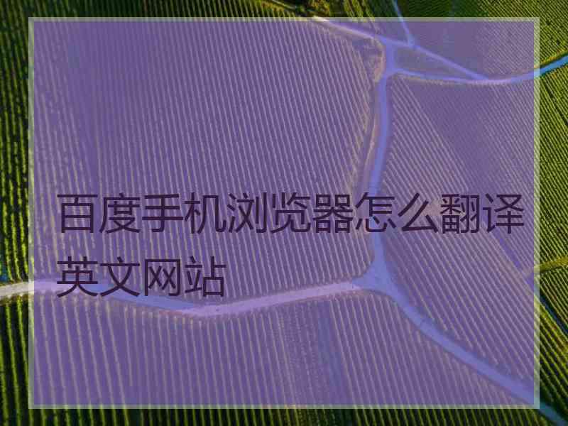 百度手机浏览器怎么翻译英文网站