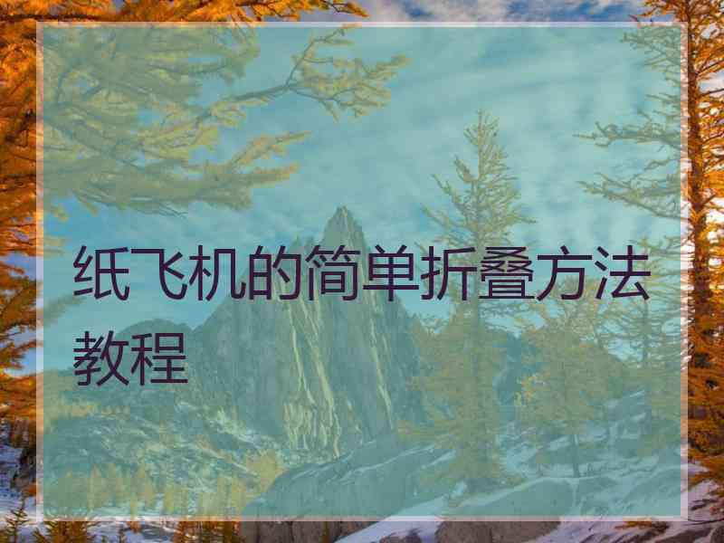 纸飞机的简单折叠方法教程
