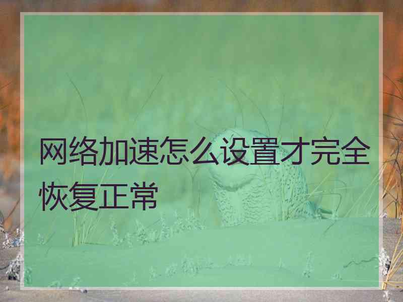 网络加速怎么设置才完全恢复正常