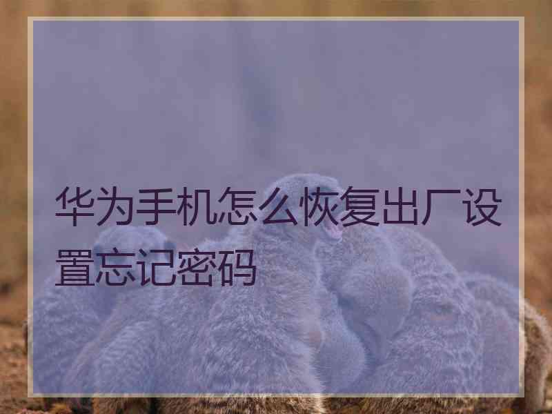 华为手机怎么恢复出厂设置忘记密码
