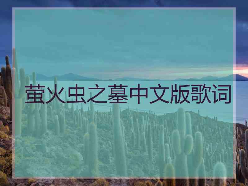 萤火虫之墓中文版歌词